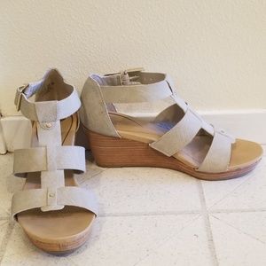Cream wedge sandals